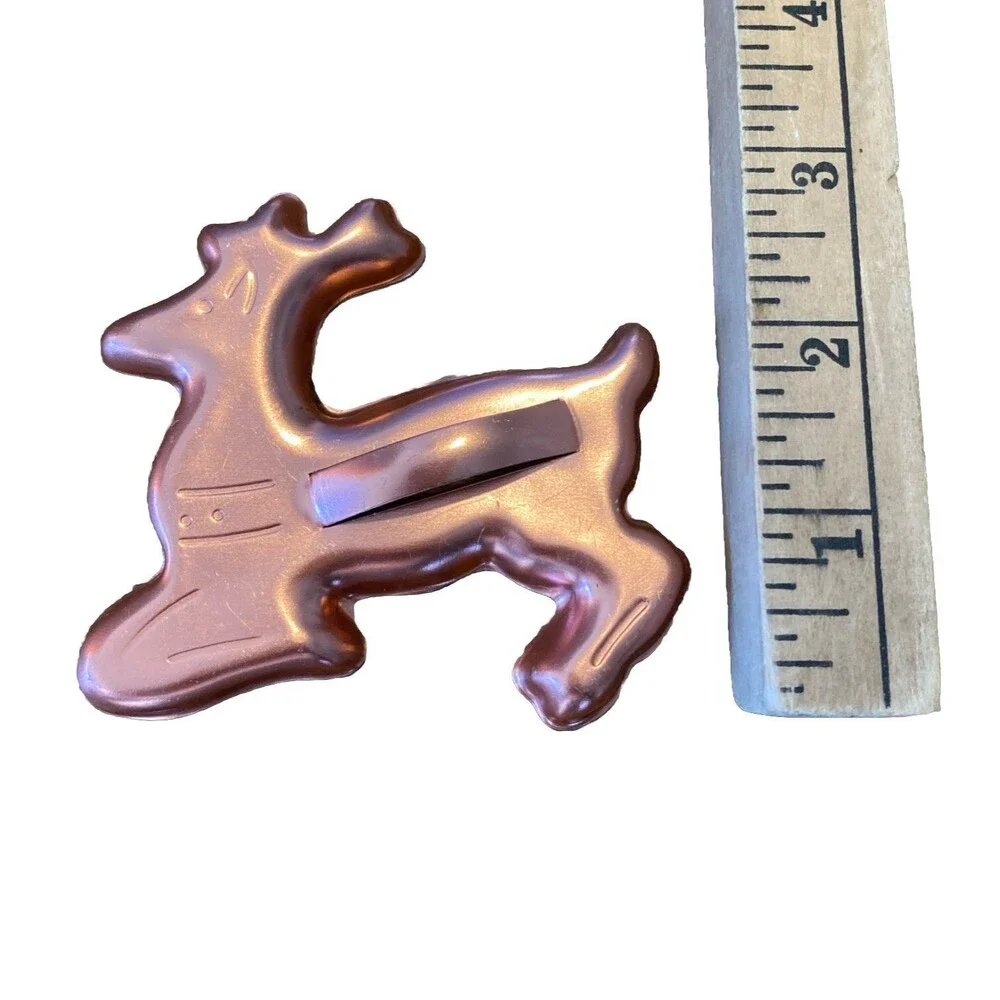 5 Copper Color Cookie Cutters W/ Handle Christmas Camel Angel Deer Snowman Lot